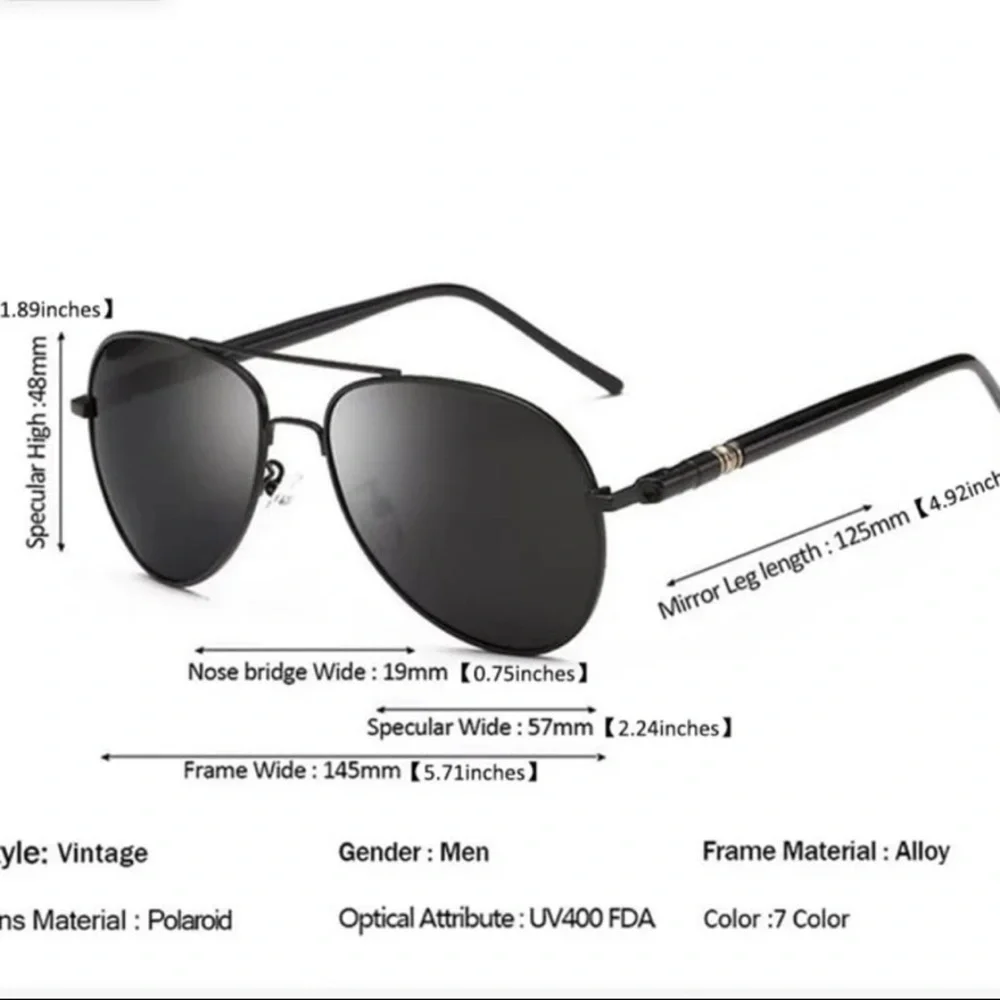 Mens Brown Metal Frame Aviator Sunglasses Polarized Lenses New with Case